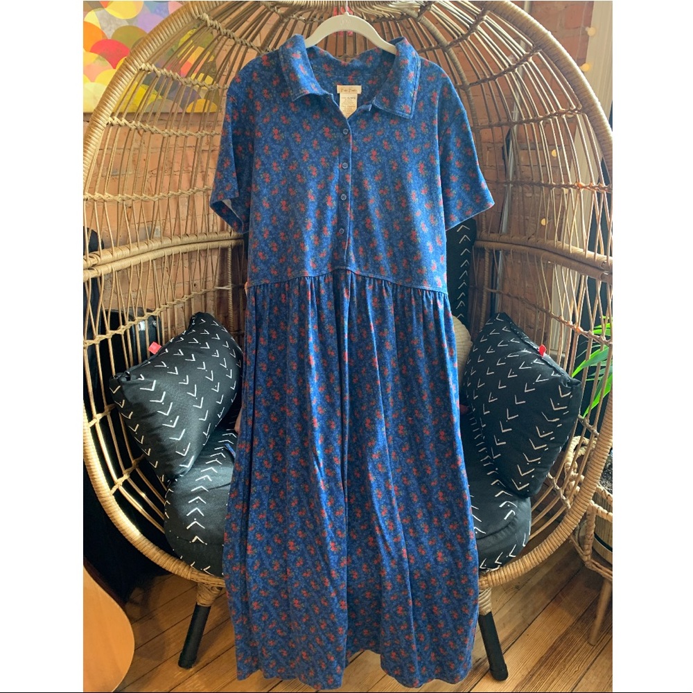 Vintage Long Floral Collard Dress